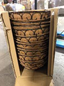 Lot of Vigoro 16 in. Dia Black Metal Heart Scroll Hanging Basket with Coco Liner  Customer Returns See Pictures