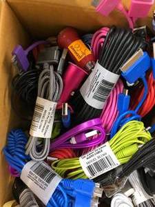 ASSORTED PHONE CASES AND POWER CORDS