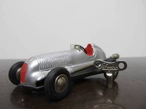 lot 26 image: Vintage SCHUCO Micro-Racer Race Car wKey - Silver wRed Mercedes Modell 1935