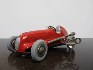 lot 63 image: Vintage SCHUCO Micro-Racer Race Car wKey - Red wSilver Mercedes Modell 1935