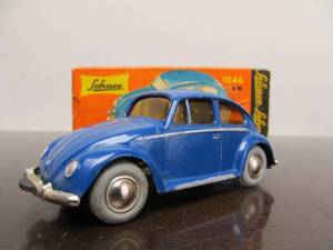 lot 160 image: Vintage SCHUCO Micro-Racer Race Car wKey - Blue Volkswagen Yellow Windows wOriginal Box