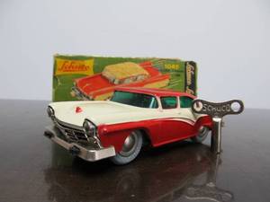 lot 167 image: Vintage SCHUCO Micro-Racer Car wKey - Red & White FORD wOriginal Box