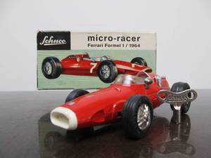 lot 172 image: Vintage SCHUCO Micro-Racer Race Car wKey - Red Ferrari wOriginal Box