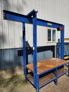 Shop Table with Overhead Trolley