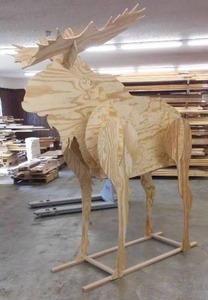 3 DIMENSIONAL PLYWOOD MOOSE - 716 SHEETS, 94 TALL X 78 LONG X 24 WIDE