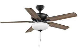 lot 11 image: HAMPTON BAY Holly Springs 52 in. Indoor Matte Black LED Ceiling Fan with Light, Downrod and Reversible Blades Included