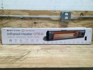 lot 144 image: Heat Storm 1,500-Watt Electric Outdoor Infrared Quartz Portable Space Heater with WallCeiling Mount and Remote