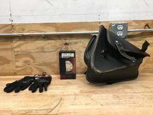 lot 149 image: Lot of - Riding Gloves, Satchel and Gas Cap