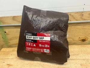 lot 165 image: EVERBILT 16 ft x 20 ft Heavy Duty Brown Tarp