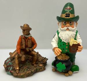 lot 6 image: 1970s Universal Statuary Corp. Cowboy Statue 8  & Minnesota Wild Gnome