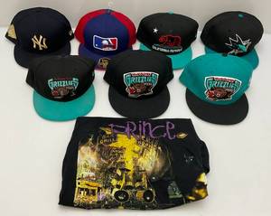 lot 38 image: Misc. 59FIFTY Hats Size 7 78 - 8 & Vintage Prince Shirt Size L