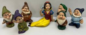 lot 41 image: Vintage Snow White And The Seven Dwarfs Lawn & Garden Ornaments Ceramic