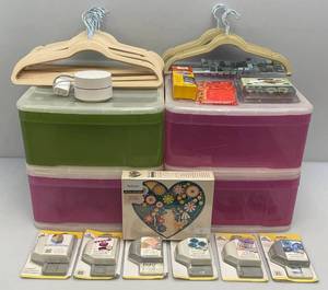 lot 258 image: IRIS brand Stacking Storage Drawers With Misc. Items (CL)