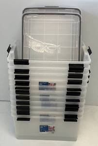 lot 260 image: 11 Misc. Sizes Of Clear Totes With Lids 11 (23 L x 17 w x 11 T) (NEW) (CL)