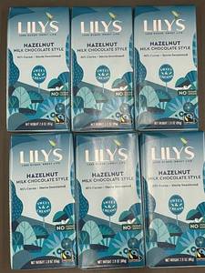 lot 4 image: HI 4 - Lilys Hazelnut Milk Chocolate Style Bars - 6 Pack