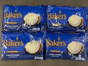 lot 35 image: HI 5 (5) - Bakers Sweetened Angel Flake Coconut Packs - 4 Pack
