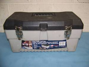 lot 35 image: Pro-Tough, 19 Tool Box WITH Tools & Miscellaneous Items as Pictured