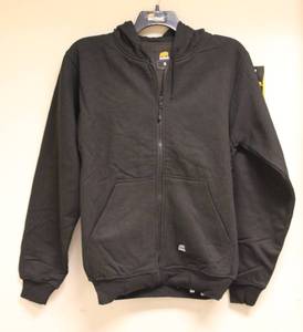 lot 24 image: Berne Original Hooded Full Zip Sweatshirt - Thermal Lined, Black, Size 4 X, New, Heavy Duty Work Wear.
