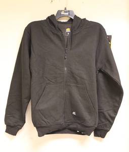 lot 97 image: Berne Original Hooded Full Zip Sweatshirt - Thermal Lined, Black, Size 4 XL, New, Heavy Duty Work Wear.
