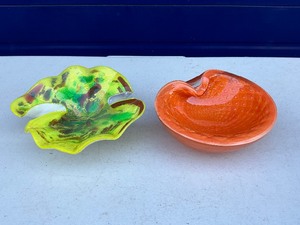 Alfredo Barbini Orange Murano Art Glass Bowl Ashtray