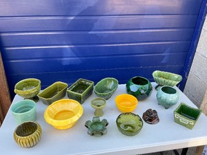 Green Ceramic Planter Lot