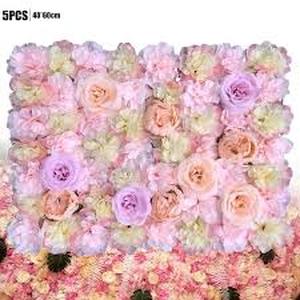 YIYIBYUS 23 .6 in. x 15.7 in. 6-Pieces Pink and Yellow Artificial Floral Wall Panel Silk Fabric Rose Peonies Background Decor Customer Returns See Pictures