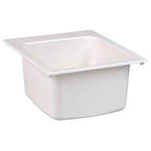 MUSTEE 17 in. x 20 in. Fiberglass Self-Rimming Utility Sink in White Customer Returns See Pictures