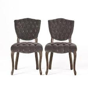 Bates Charcoal Fabric Tufted Dining Chairs (Set of 2) by Noble House Customer Returns See Pictures