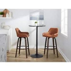 Lot  of Lumisource Daniella 29.25 in. Camel Faux Leather, Walnut Glazed Wood and Black Metal Fixed-Height Bar Stool (Set of 2)   Customer Returns See Pictures