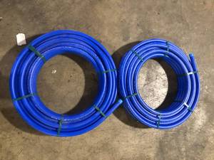Lot of  Advanced Drainage Systems 1 in. x 100 ft. CTS 250 PSI NSF Poly Pipe in Blue  Customer Returns See Pictures
