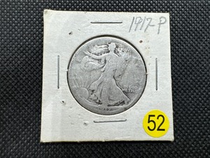 lot 52 image: 1917-P Walking Liberty Silver Half Dollar