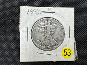 lot 53 image: 1936-P Walking Liberty Silver Half Dollar