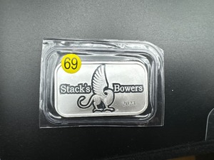 lot 69 image: 2023 Stacks & Bowers 1 Oz. Silver Bar
