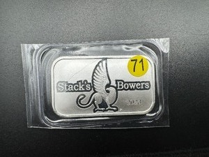 lot 71 image: 2023 Stacks & Bowers 1 Oz. Silver Bar