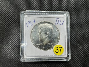 lot 37 image: 1964 BU 90% Silver Kennedy Half Dollar