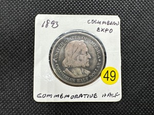 lot 49 image: 1893 Columbian Expo Commemorative Silver Half Dollar