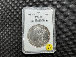 lot 3 image: 1878 7 TF Morgan Silver Dollar NCG Graded MS66