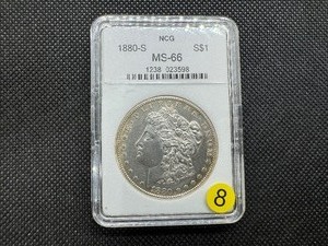lot 8 image: 1880-S Morgan Silver Dollar NCG Graded MS66
