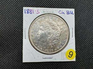 lot 9 image: 1881-S Morgan Silver Dollar Marked Choice BU When Purchased