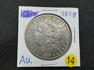 lot 14 image: 1887-S Morgan Silver Dollar Marked AU When Purchased