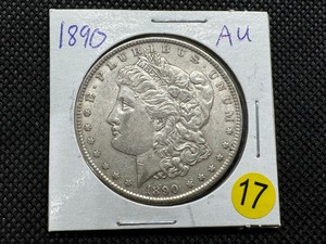 lot 17 image: 1890 Morgan Silver Dollar Marked AU When Purchased