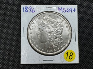 lot 18 image: 1896 Morgan Silver Dollar Marked MS64 When Purchased