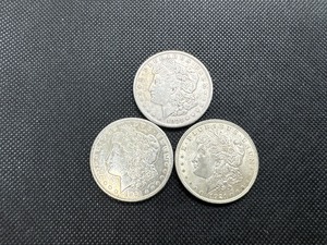 lot 19 image: Three Morgan Silver Dollars 1921 P,D,S Mint Marks