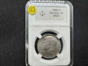 lot 93 image: 1969 Kennedy Half Dollar MS69