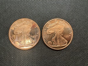 lot 97 image: 2 Liberty Design .999 Copper 1 oz Rounds