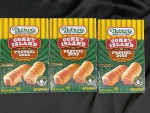 D - Nathans Coney Island Beef Pretzel Dogs - 3 Boxes