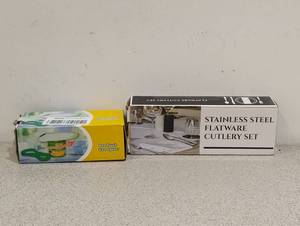 NEW STAINLESS STEEL FLATWARE CUTLERY SET AND ONE TOUCH CAN OPENER