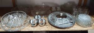lot 48 image: Large Lot Of Glassware, Cut Glass, Bowls, Platters, Serving Pieces