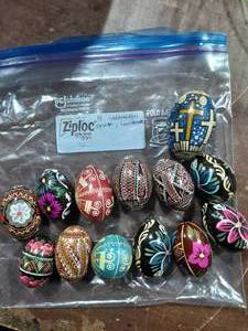 lot 57 image: 13-Ukranian Pysanky Hand Painted Eggs