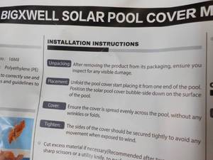 Big X Well Solar Pool Cover 16 mil...